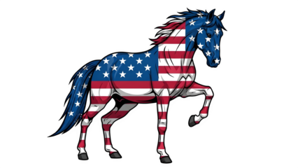 National freedom day american horse isolated on transparent background