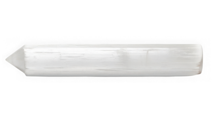 Selenite crystal cluster on white background