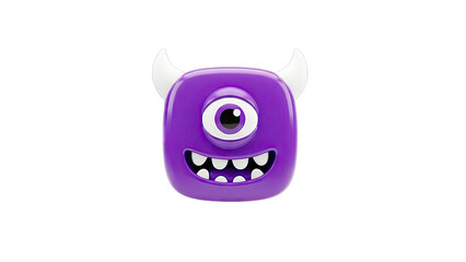 3D Render of a Purple One-Eyed Monster