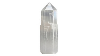 Selenite crystal tower with pointed tip and smooth surface