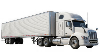 Semi truck with trailer on isolated background