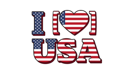 National freedom day patriotic i love usa american flag isolated on transparent background