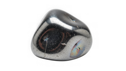 Shiny obsidian stone with rainbow colors  natural mineral specimen