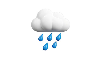 3D Rendering of a White Cloud with Blue Raindrops
