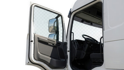 white truck door interior with open doors