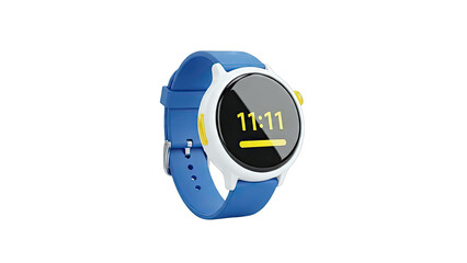 Blue and White Digital Smartwatch Displaying 11:11