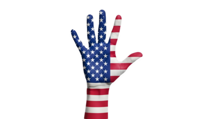 National freedom day patriotic hand gesture isolated on transparent background
