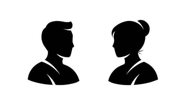 Silhouette profile icons of a man and a woman facing each other.