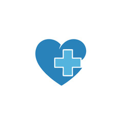 Obraz premium A blue heart with a medical cross symbolizing health and care
