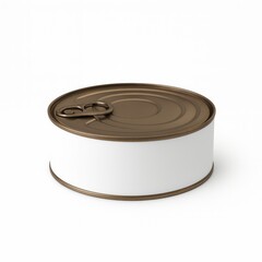 Isolated view of a simple, unopened metal can with a pull tab