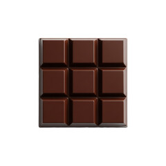 Fototapeta premium Square Dark Chocolate Bar Top View isolated on transparent background