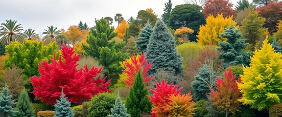 Collection of diverse trees, various heights and species,  landscape,  nature