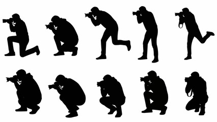 Silhouettes of photographers capturing images with cameras.