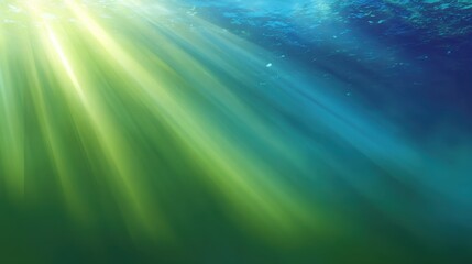 Ethereal Underwater Sunbeams, Emerald to Sapphire Gradient Abstract Background