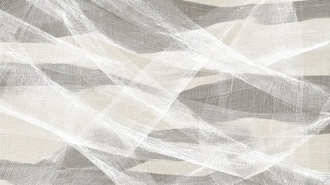 Modern Abstract White Criss-Cross Line Pattern on Textured Neutral Grey and Beige Background