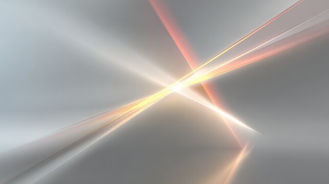 Dynamic Intersecting Golden Light Streaks on Abstract Grey Background � Modern Energy and Technology Concept.