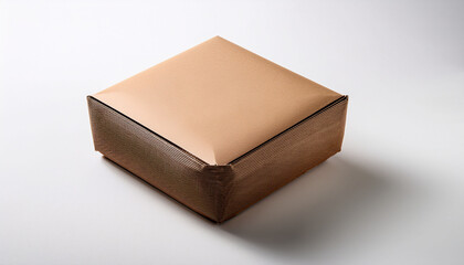 Square Brown Paper Food Box On White Background Ideal For Eco Friendly Branding Mockups