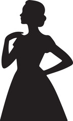 Elegant Woman Silhouette Illustration &ndash; Female Fashion Model Black Dress Vector.