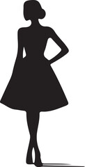 Elegant Woman Silhouette Vector &ndash; Fashion Female Dress Icon Illustration.
