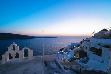 ギリシャのサントリーニの美しいサンセット