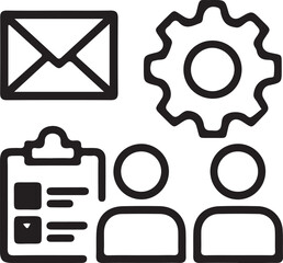 Business Interface Line Icons Set &ndash; Email Settings User Profile and Checklist Vector.