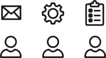 User Interface Icons Set &ndash; Contact, Profile, Settings & Checklist Line Vector.