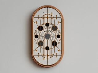 Lunar Rhapsody: An artistic, oval wall decor piece, portraying the celestial dance of moon phases within a sophisticated, minimalist design with wooden frame.