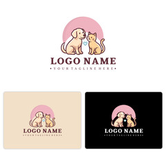 Fototapeta premium Dog and Cat Mascot Logo – Editable Pet Care Branding Vector