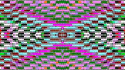 Symmetrical Digital Glitch Art Abstract Geometric Pattern