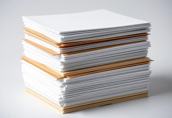 Stack of crisp white papers and brown envelopes, ready for mailing, business, desk