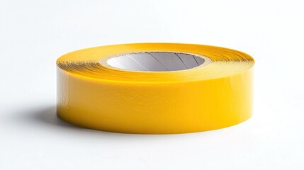 Yellow adhesive paper tape isolated on a white background.