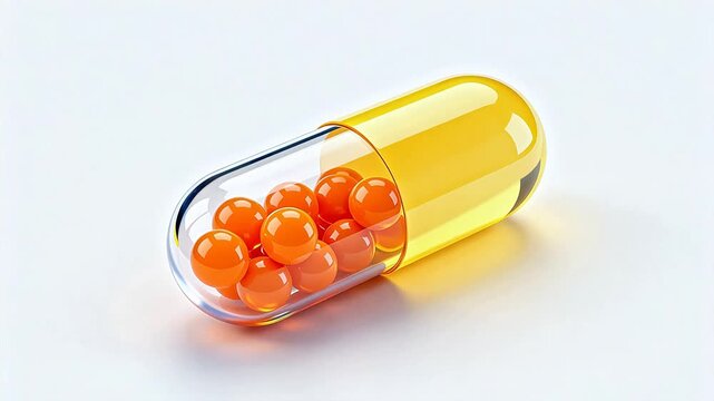 Open capsule with orange pills