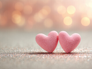 Obraz premium pink abstract heart-shaped, symbol of love and romance for valentine's background with soft bokeh lights background. 