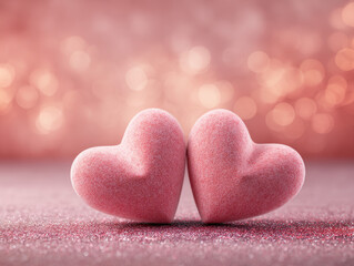 Obraz premium pink abstract heart-shaped, symbol of love and romance for valentine's background with soft bokeh lights background. 