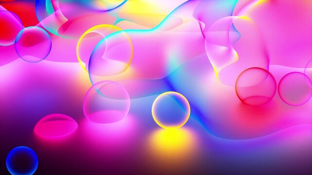 3d render of abstract art 3d background wallpaper with smooth and round substance based on meta balls spheres or bubbles in matte plastic material in red blue purple and yellow gradient color