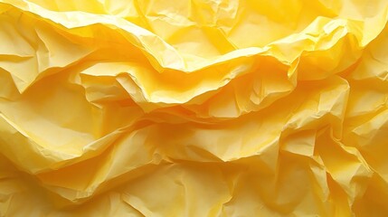 Yellow crumpled paper texture background