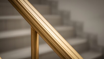 Close-Up of Wooden Handrail Alongstairs in Soft Focus Background