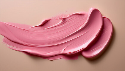 Smear Pink Paint On A Beige Background