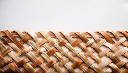 Woven Basket Texture Intricate Interlacing Fibers With White Background
