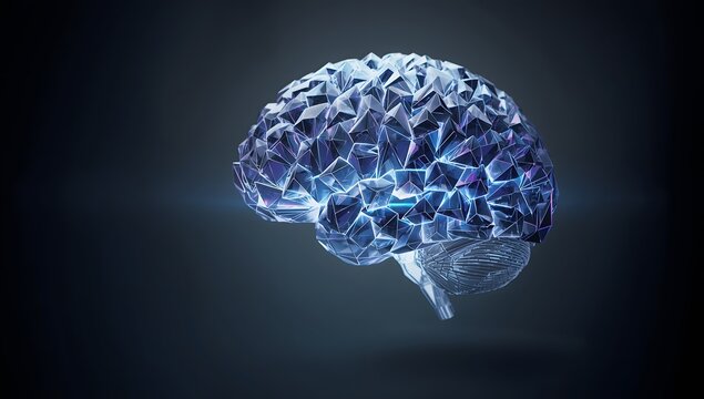 Abstract Concept of Crystalized Brain Representation in 3D Design - Powered by Adobe