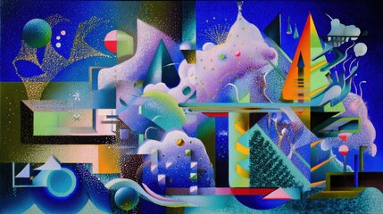 A lighthearted and optimistic retofuturist abstract explorations the boundaries of the human will, grand and utopian visions come up against hard reality,