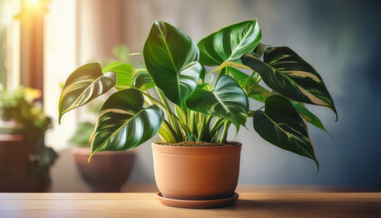 Indoor Philodendron Sitting In An Elegant Pot