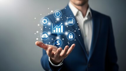 Businessman presenting financial data and statistics