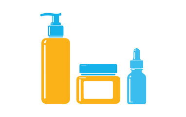 skin care bottle set. Beauty vector illustration on a white background.