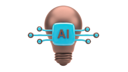 AI lightbulb icon with circuit elements
