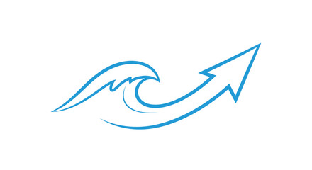 Obraz premium Abstract logo design featuring a dynamic wave and upward arrow symbolizing growth and progress in