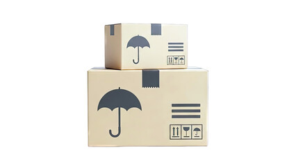 Cardboard Boxes with Fragile Shipping Symbols