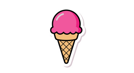 Cute pink ice cream cone illustration with a simple cartoon style perfect for kids or food related