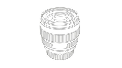 Obraz premium Detailed Line Art Illustration of a Modern Camera Lens for Optical Photography Equipment Design