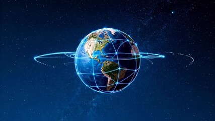 Globe with network connections in space - Powered by Adobe